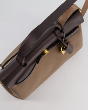 Hermès Herbag 31 Zip Bag in Etoupe Toile Canvas, Fauve Vache Hunter Leather with Gold Hardware