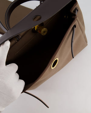 Hermès Herbag 31 Zip Bag in Etoupe Toile Canvas, Fauve Vache Hunter Leather with Gold Hardware