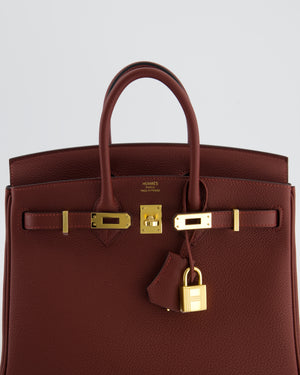 *HOT* Hermès Birkin 25 Retourne Bag in Rouge H Togo Leather with Gold Hardware