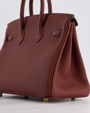 *HOT* Hermès Birkin 25 Retourne Bag in Rouge H Togo Leather with Gold Hardware