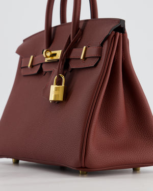 *HOT* Hermès Birkin 25 Retourne Bag in Rouge H Togo Leather with Gold Hardware