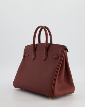 *HOT* Hermès Birkin 25 Retourne Bag in Rouge H Togo Leather with Gold Hardware