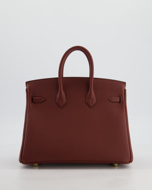 *HOT* Hermès Birkin 25 Retourne Bag in Rouge H Togo Leather with Gold Hardware