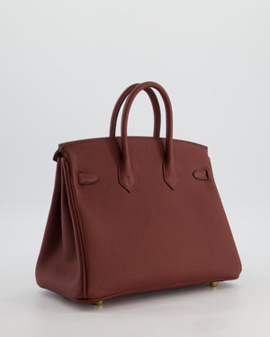 *HOT* Hermès Birkin 25 Retourne Bag in Rouge H Togo Leather with Gold Hardware