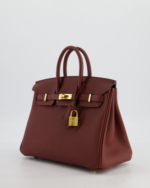 *HOT* Hermès Birkin 25 Retourne Bag in Rouge H Togo Leather with Gold Hardware