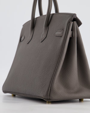 *FIRE PRICE* Hermès Birkin 25 Retourne Bag in Gris Etain Togo Leather with Gold Hardware