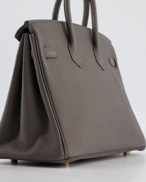 *FIRE PRICE* Hermès Birkin 25 Retourne Bag in Gris Etain Togo Leather with Gold Hardware