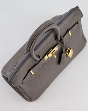 *FIRE PRICE* Hermès Birkin 25 Retourne Bag in Gris Etain Togo Leather with Gold Hardware