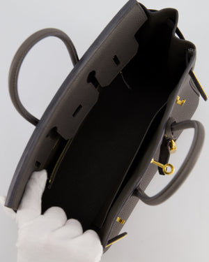 *FIRE PRICE* Hermès Birkin 25 Retourne Bag in Gris Etain Togo Leather with Gold Hardware