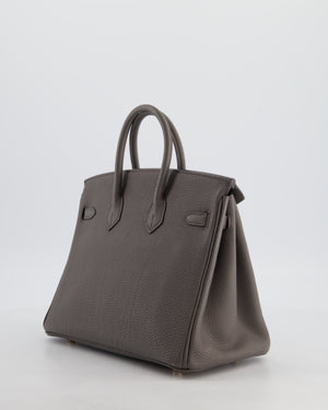 *FIRE PRICE* Hermès Birkin 25 Retourne Bag in Gris Etain Togo Leather with Gold Hardware