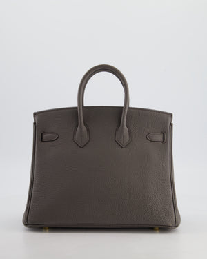 *FIRE PRICE* Hermès Birkin 25 Retourne Bag in Gris Etain Togo Leather with Gold Hardware