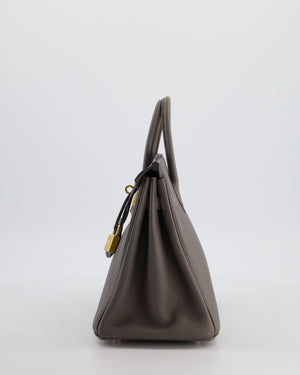 *FIRE PRICE* Hermès Birkin 25 Retourne Bag in Gris Etain Togo Leather with Gold Hardware