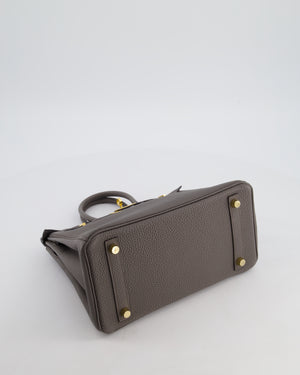 *FIRE PRICE* Hermès Birkin 25 Retourne Bag in Gris Etain Togo Leather with Gold Hardware