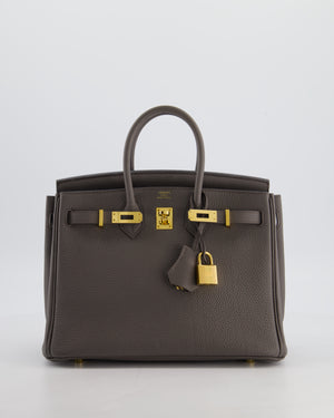 *FIRE PRICE* Hermès Birkin 25 Retourne Bag in Gris Etain Togo Leather with Gold Hardware