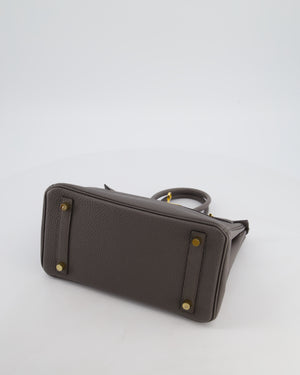 *FIRE PRICE* Hermès Birkin 25 Retourne Bag in Gris Etain Togo Leather with Gold Hardware