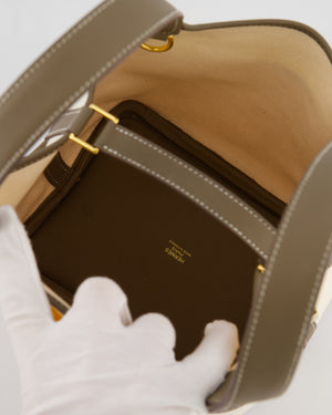 Hermes Picotin 18 Cargo in Ecru Canvas & Etoupe Swift Leather with Gold Hardware