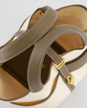 Hermes Picotin 18 Cargo in Ecru Canvas & Etoupe Swift Leather with Gold Hardware