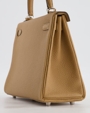 Hermès Kelly 25 Retourne Bag in Chai Togo Leather with Palladium Hardware