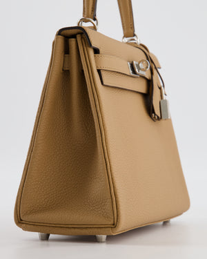 Hermès Kelly 25 Retourne Bag in Chai Togo Leather with Palladium Hardware