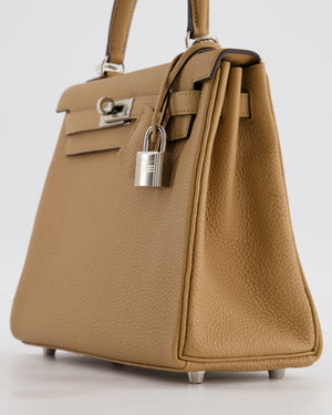 Hermès Kelly 25 Retourne Bag in Chai Togo Leather with Palladium Hardware