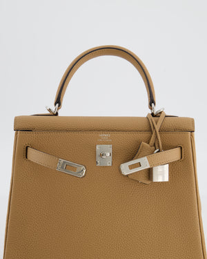 Hermès Kelly 25 Retourne Bag in Chai Togo Leather with Palladium Hardware