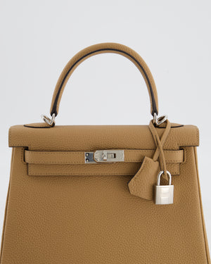 Hermès Kelly 25 Retourne Bag in Chai Togo Leather with Palladium Hardware