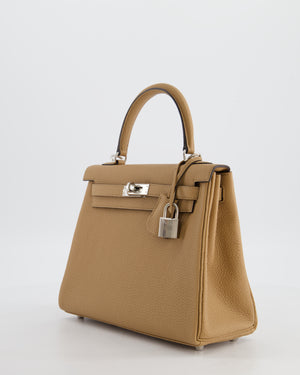 Hermès Kelly 25 Retourne Bag in Chai Togo Leather with Palladium Hardware