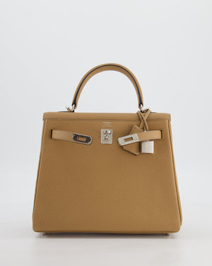 Hermès Kelly 25 Retourne Bag in Chai Togo Leather with Palladium Hardware