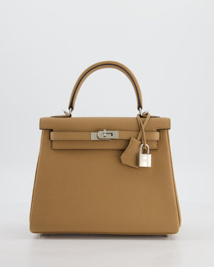 Hermès Kelly 25 Retourne Bag in Chai Togo Leather with Palladium Hardware