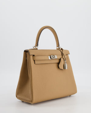 Hermès Kelly 25 Retourne Bag in Chai Togo Leather with Palladium Hardware