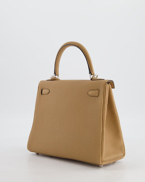 Hermès Kelly 25 Retourne Bag in Chai Togo Leather with Palladium Hardware