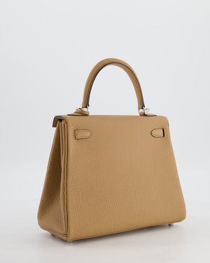 Hermès Kelly 25 Retourne Bag in Chai Togo Leather with Palladium Hardware