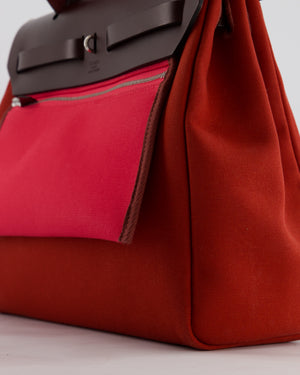 Hermès Herbag Zip 31 Retourne Verso Bag in Rouge Venetian & Rose Extreme Canvas with Rouge Sellier Leather and Palladium Hardware