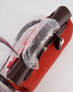 Hermès Herbag Zip 31 Retourne Verso Bag in Rouge Venetian & Rose Extreme Canvas with Rouge Sellier Leather and Palladium Hardware