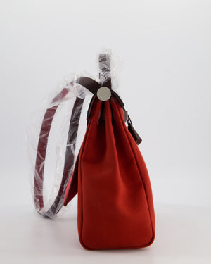 Hermès Herbag Zip 31 Retourne Verso Bag in Rouge Venetian & Rose Extreme Canvas with Rouge Sellier Leather and Palladium Hardware