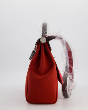 Hermès Herbag Zip 31 Retourne Verso Bag in Rouge Venetian & Rose Extreme Canvas with Rouge Sellier Leather and Palladium Hardware