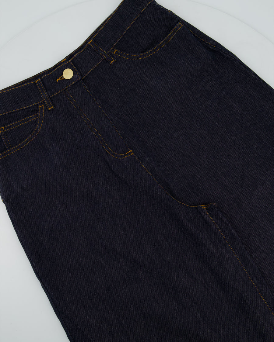 Valentino Dark Blue Denim Culottes with V Logo Detail Size 28 (UK 10)