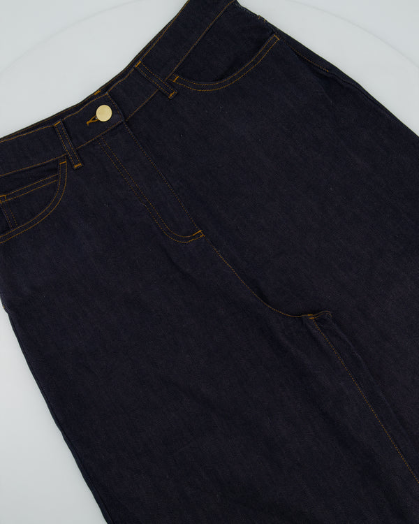 Valentino Dark Blue Denim Culottes with V Logo Detail Size 28 (UK 10)