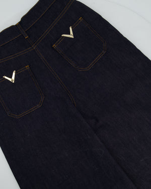 Valentino Dark Blue Denim Culottes with V Logo Detail Size 28 (UK 10)
