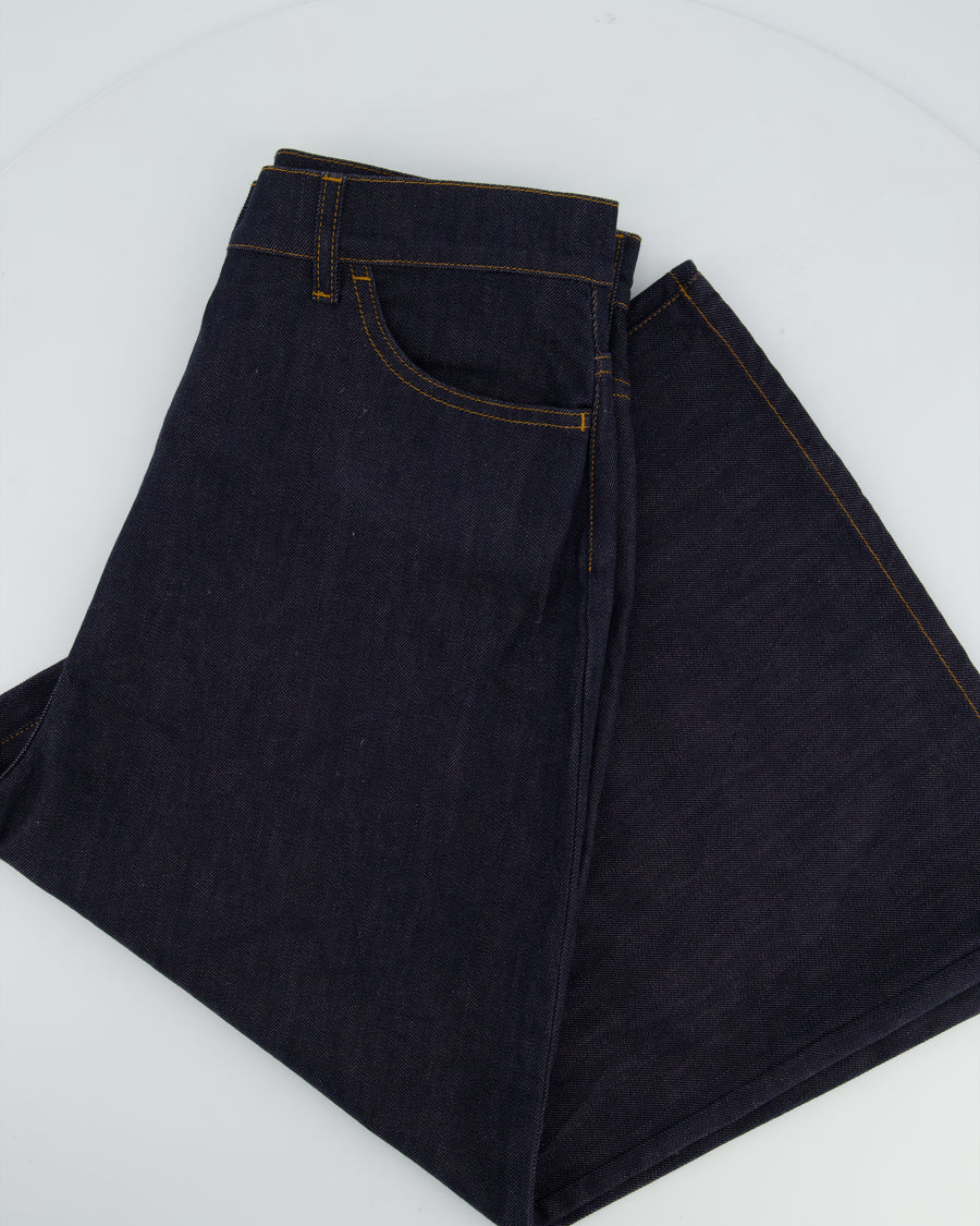 Valentino Dark Blue Denim Culottes with V Logo Detail Size 28 (UK 10)