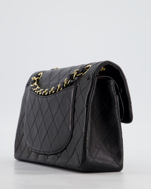 *HOT* Chanel Black Vintage Small Double Flap Bag in Lambskin Leather with 24K Gold Hardware