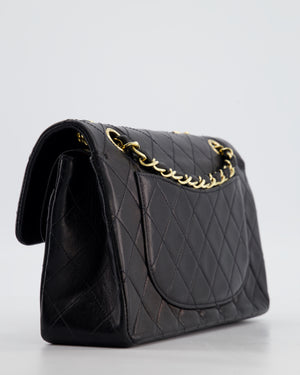 *HOT* Chanel Black Vintage Small Double Flap Bag in Lambskin Leather with 24K Gold Hardware