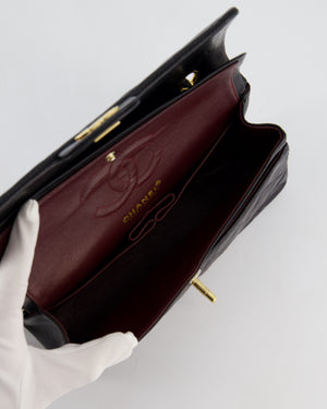 *HOT* Chanel Black Vintage Small Double Flap Bag in Lambskin Leather with 24K Gold Hardware