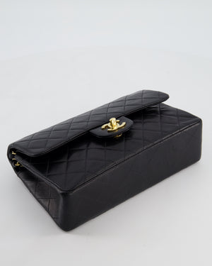*HOT* Chanel Black Vintage Small Double Flap Bag in Lambskin Leather with 24K Gold Hardware