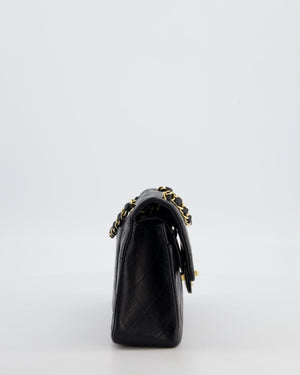 *HOT* Chanel Black Vintage Small Double Flap Bag in Lambskin Leather with 24K Gold Hardware