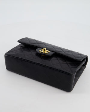 *HOT* Chanel Black Vintage Small Double Flap Bag in Lambskin Leather with 24K Gold Hardware