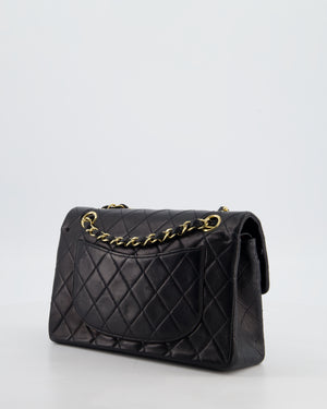 *HOT* Chanel Black Vintage Small Double Flap Bag in Lambskin Leather with 24K Gold Hardware