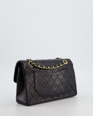 *HOT* Chanel Black Vintage Small Double Flap Bag in Lambskin Leather with 24K Gold Hardware