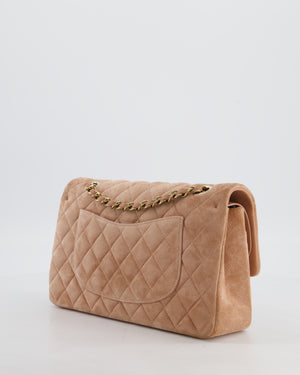*SUPER RARE* Chanel Caramel Medium Classic Double Flap Bag in Suede Leather with Champagne Gold Hardware