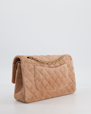 *SUPER RARE* Chanel Caramel Medium Classic Double Flap Bag in Suede Leather with Champagne Gold Hardware